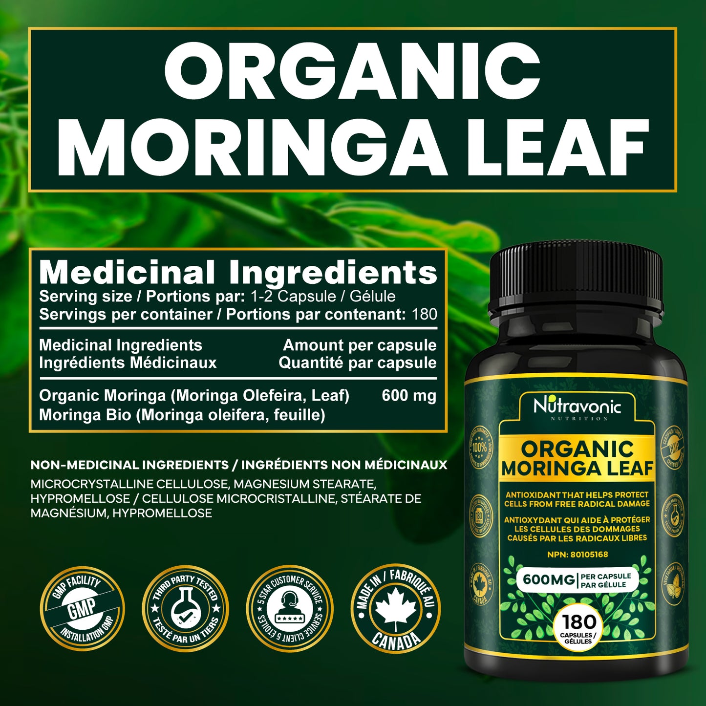 Nutravonic Nutrition Organic Moringa Leaf